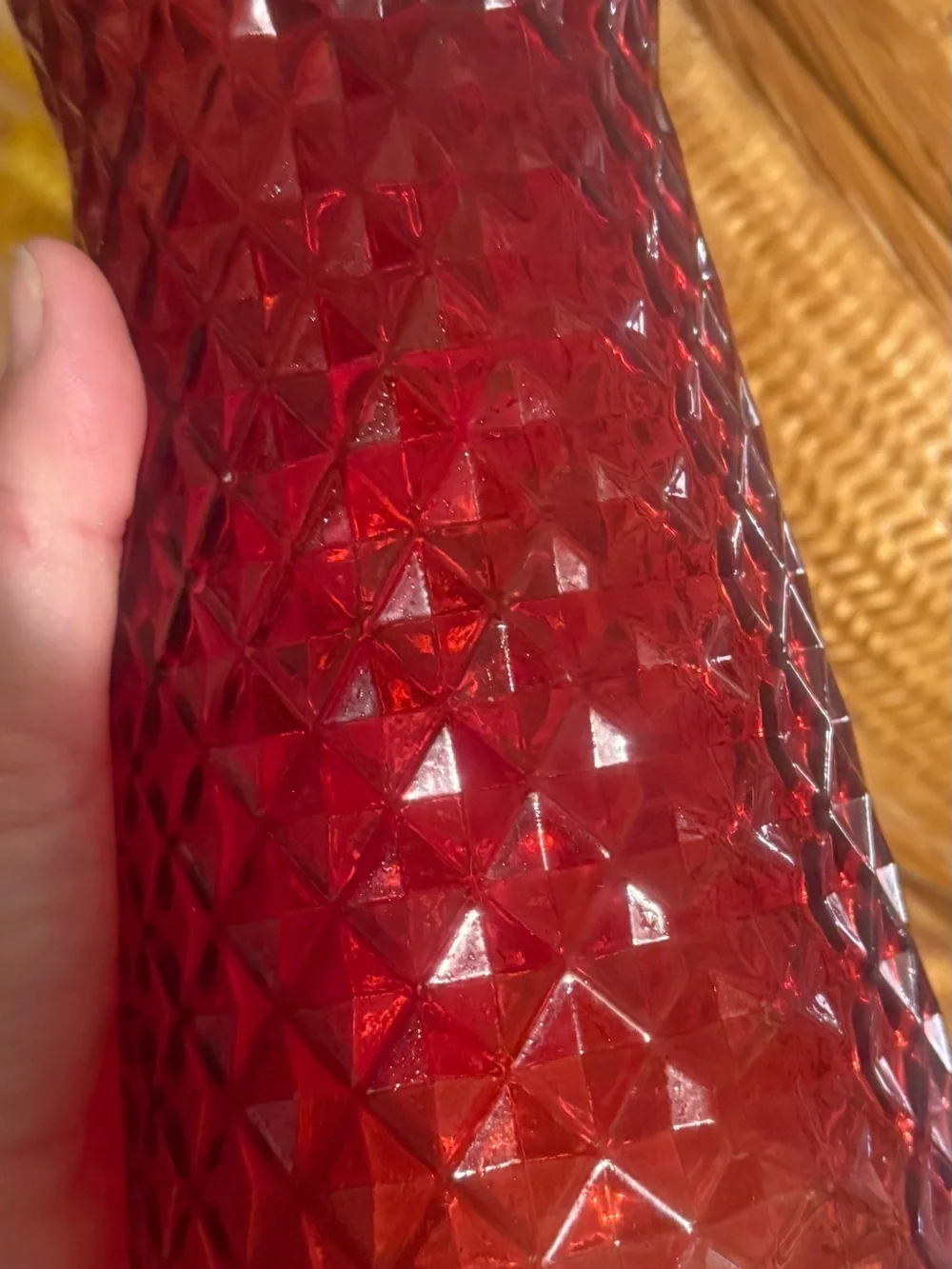 Vintage Paula vase in RUBY RED with diamond cuts